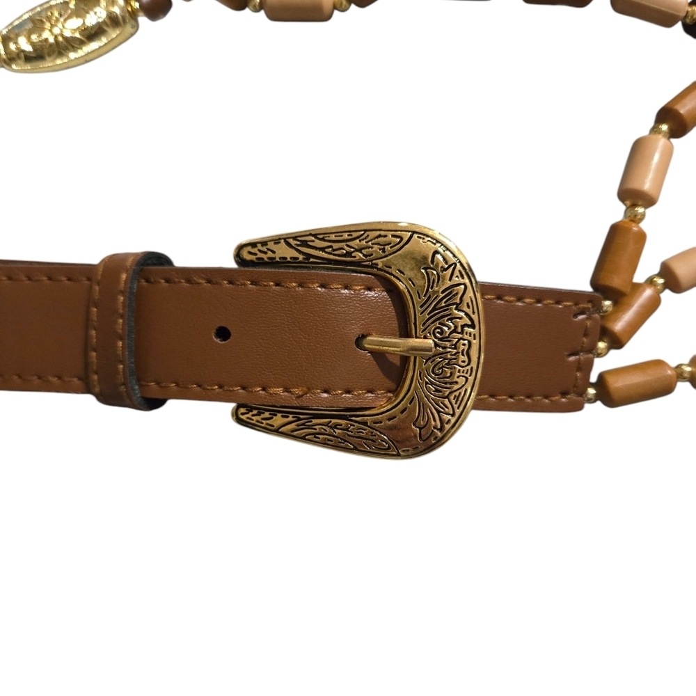 Beautiful statement Women's Brown Belt with Gold Buckle